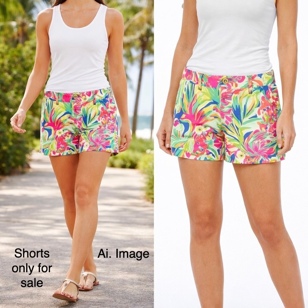 Lilly Pulitzer The Callahan Short Sz. 2 Multicolor Floral Tropical Preppy Beachy